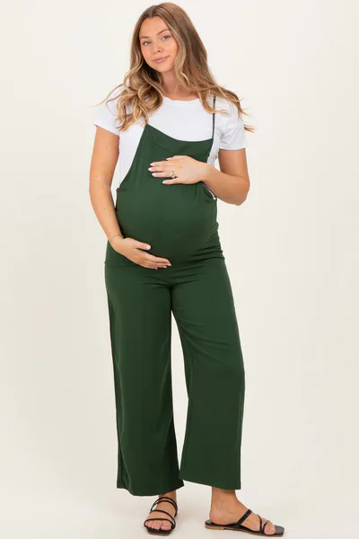 PinkBlush Army Green Wide Leg Maternity Jumpsuit