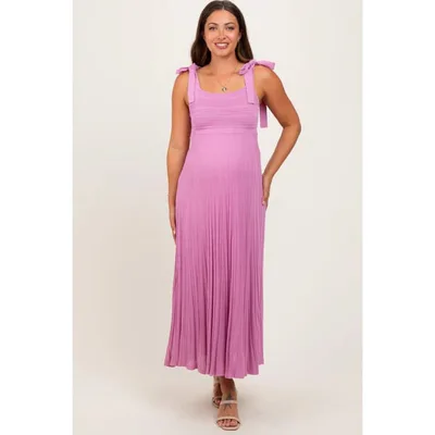 Target Pinkblush Mauve Textured Knit Shoulder Tie Maternity Midi Dress Small