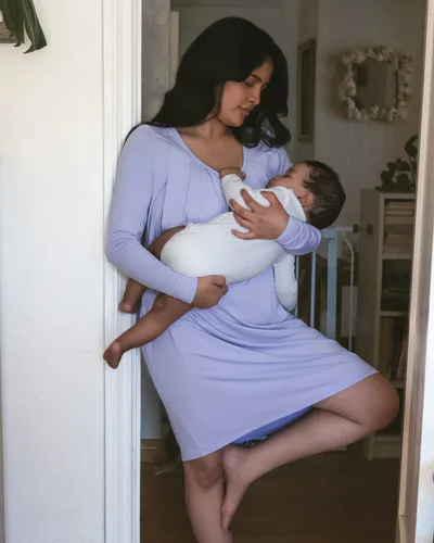 Kindred Bravely Quinn Bamboo Long Sleeve Maternity & Nursing Nightgown | Periwinkle