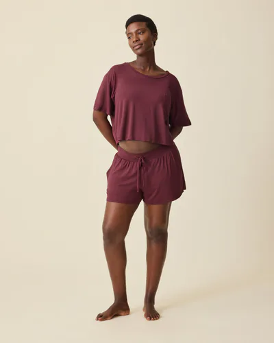 Kindred Bravely Aria Bamboo Casual Lounge Short | Deep Burgundy