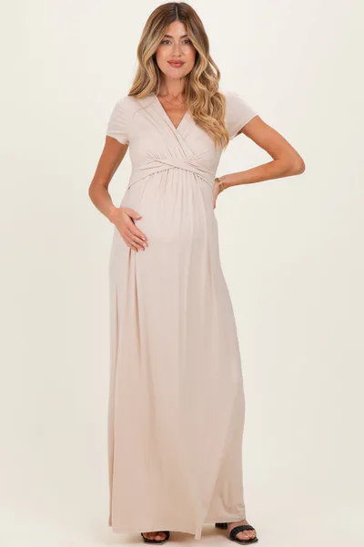 PinkBlush PinkBlush Coco Draped Maternity/Nursing Maxi Dress