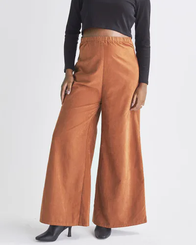 Angel Maternity Stacie Wide Leg Maternity Pants in Vegan Suede