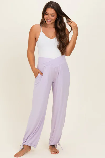 PinkBlush Lilac Crossover Waist Maternity Pants