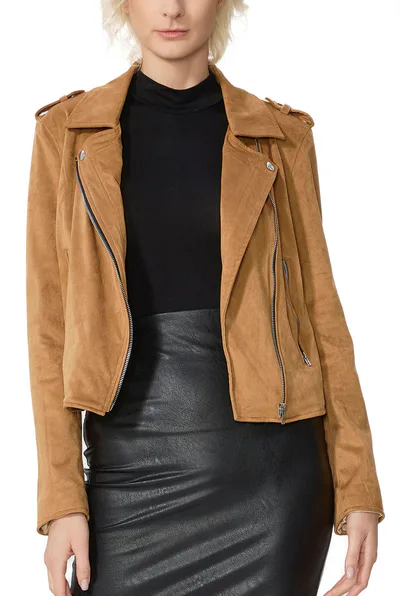 Kimi + Kai Kimi + Kai Women's "Willa" Faux Suede Moto Jacket