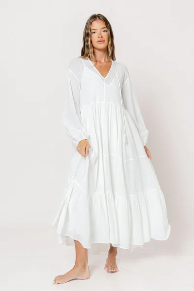 Worth Collective Kimora Maxi Dress in Off-White - Bump Friendly