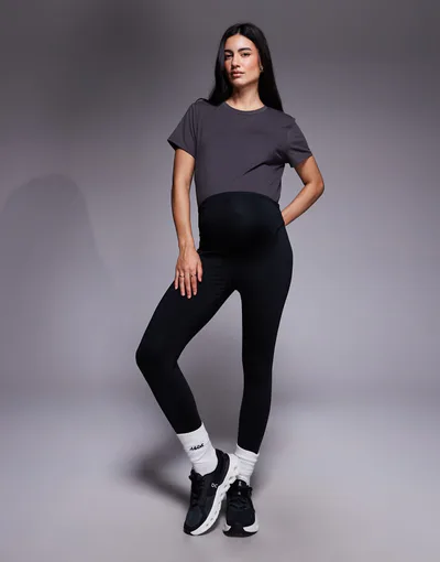ASOS 4505 Maternity Icon active bum sculpt high waist gym leggings with inner pocket in black