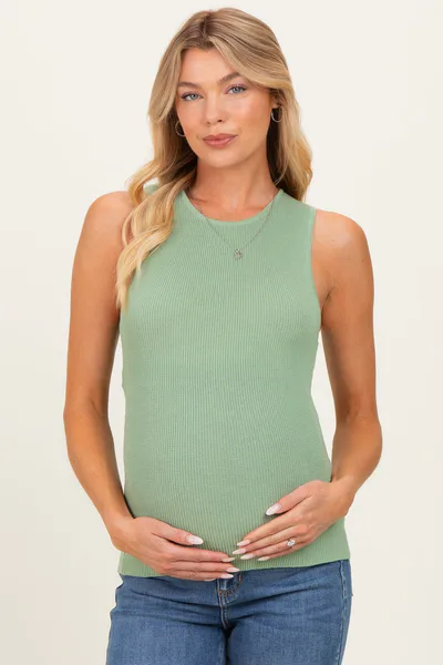 PinkBlush Sage Ribbed Knit Maternity Tank Top