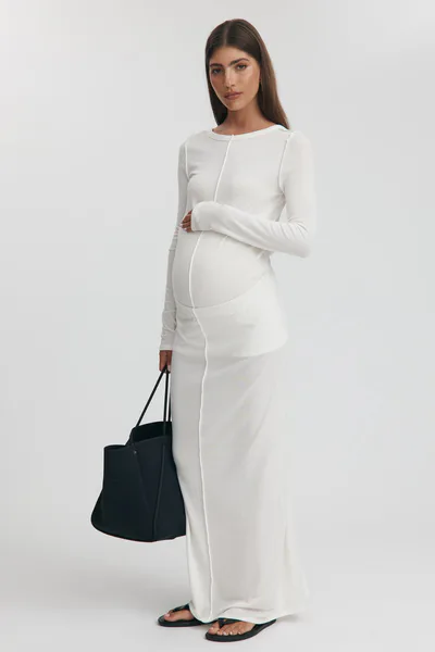 Legoe Heritage Relaxed Merino Wool Blend Skirt (Ivory) - FINAL SALE