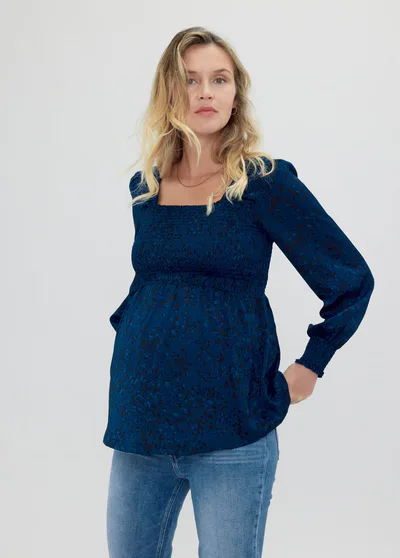 Ingrid & Isabel EveryWear Smocked Maternity Long Sleeve Top