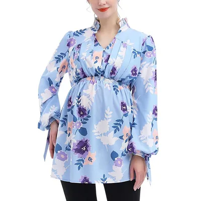Target Pokkori Women's Maternity Nursing Blouse Blue X-Large