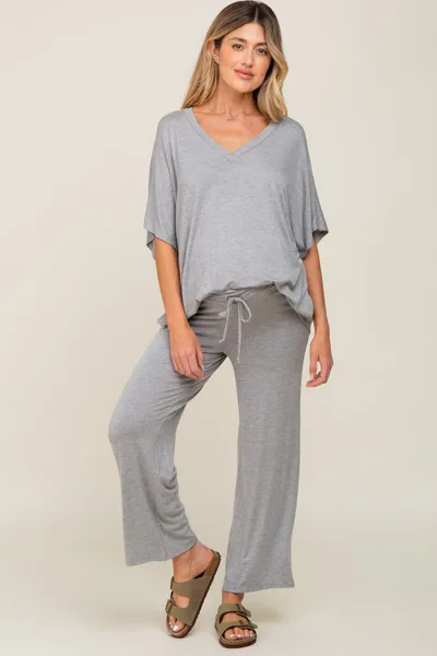 PinkBlush Heather Grey Cropped Pant Maternity Set