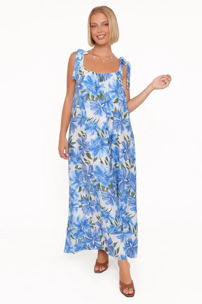 Petal & Pup Amber Maxi Dress - Blue Floral