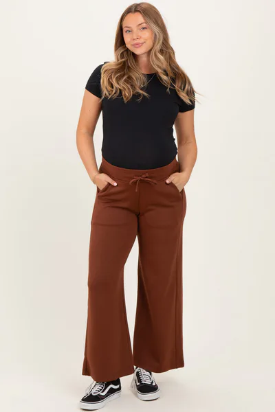 PinkBlush Chestnut Ankle Wide Leg Maternity Lounge Pants