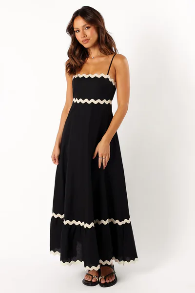 Petal & Pup Yana Maxi Dress - Black Cream