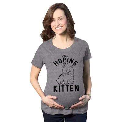 Target Maternity Hoping It's A Kitten T Shirt Funny Pet Cat Lover Pregnancy Tee - Crazy Dog Maternity T Shirt For Cat Lovers Dark Grey S