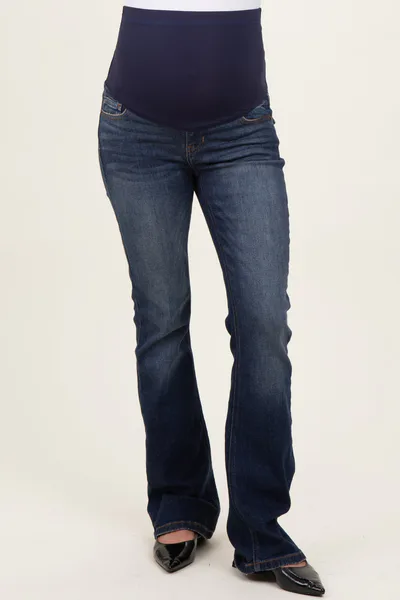 PinkBlush Navy Blue Flap Back Pocket Bootcut Maternity Jeans