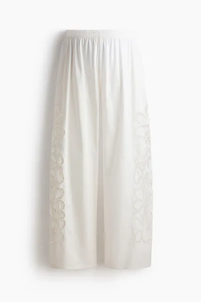 H&M MAMA Pants with Eyelet Embroidery