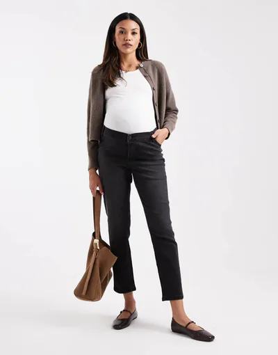 ASOS slim fit comfort mom jeans in washed black