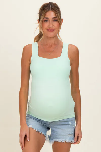 PinkBlush Mint Square Neckline Maternity Active Tank Top