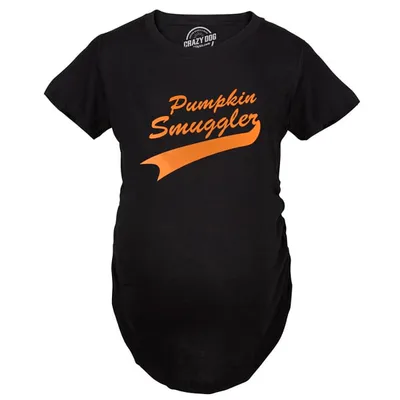 Target Maternity Pumpkin Smuggler Funny Fall T Shirt Cute Halloween Pregnancy Tee - Crazy Dog Maternity T Shirt For Halloween Season Black XL