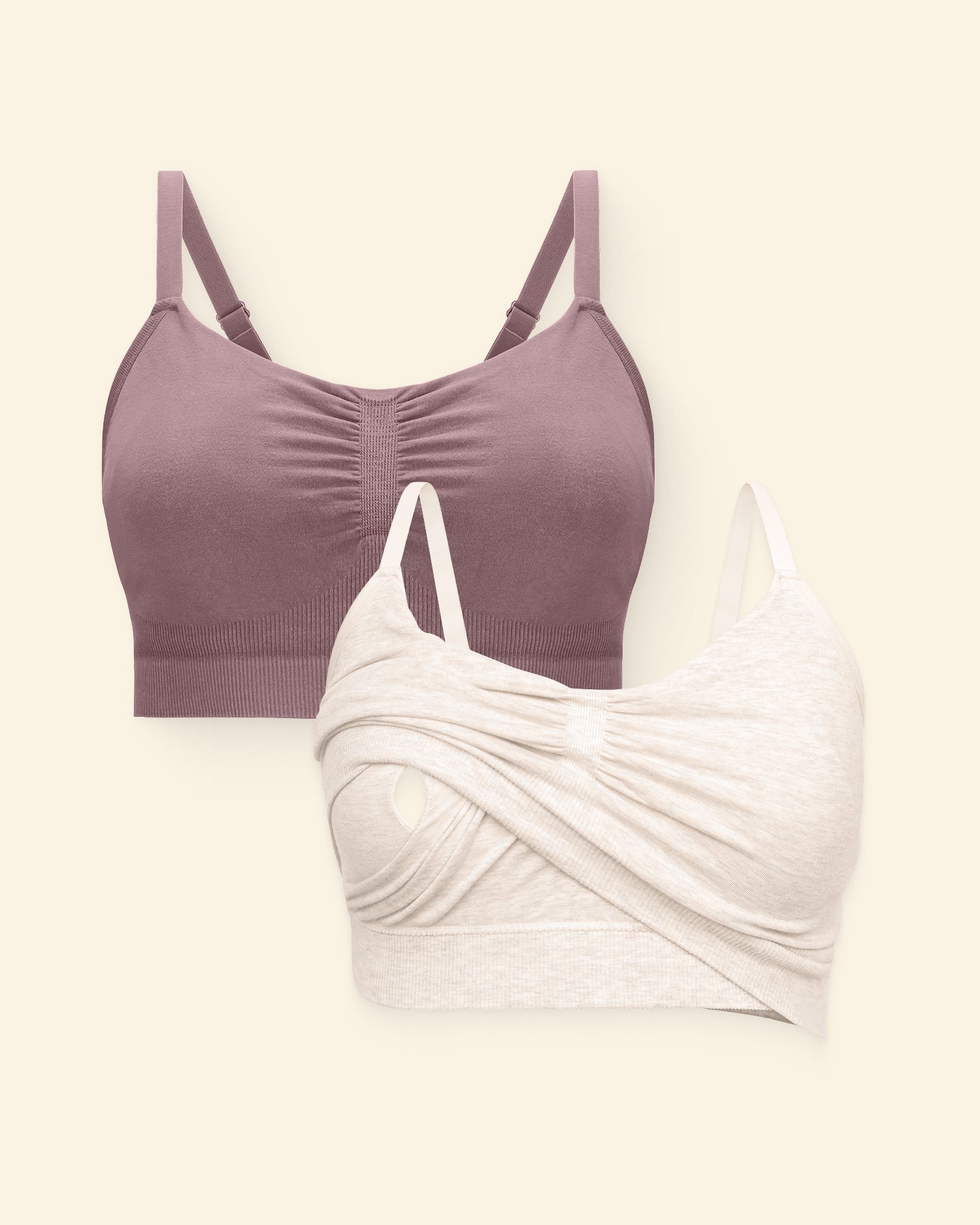 Kindred Bravely Sublime® Pumping Sleep Bra Two-Pack | Oatmeal Heather & Twilight