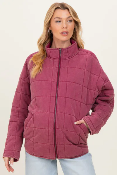 PinkBlush Raspberry Oversized Quilted Maternity Jacket
