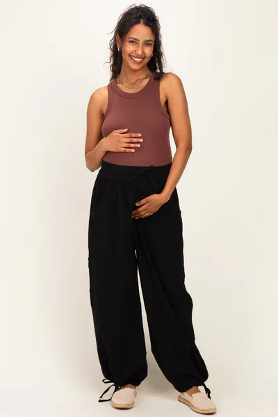 PinkBlush Black Tie Hem Maternity Pants