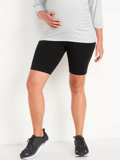 Old Navy Maternity Rollover-Waist PowerChill Biker Shorts -- 8-inch inseam