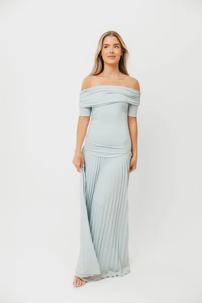 Worth Collective The Lennox Maxi Dress in Dusty Blue - Bump Friendly