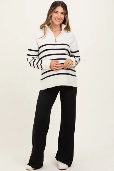 PinkBlush Black Brushed Knit Flare Leg Maternity Pants