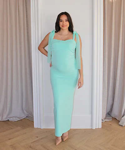 Bump City The Sienna Luxe Bow-Tie Dress (Tiffany Blue)