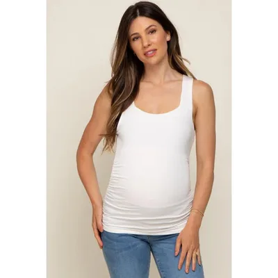 Target Pinkblush Ivory Square Neck Ruched Sides Maternity Top Small