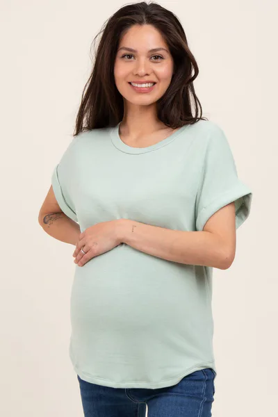 PinkBlush Light Olive French Terry Maternity Top