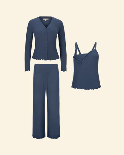 Kindred Bravely Ribbed Modal Nursing Lounge Set | Light Navy