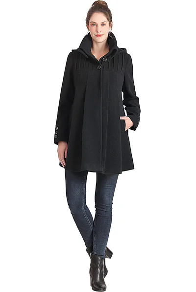 Kimi + Kai Kimi + Kai Maternity "Aela" A-Line Hooded Wool Coat