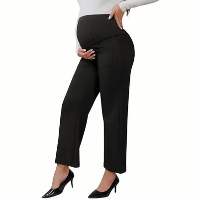Target INSPIRE CHIC Women's Work Maternity Pants Business Stretchy Over the Belly Formal Pregnancy Trousers with Pockets Large Black