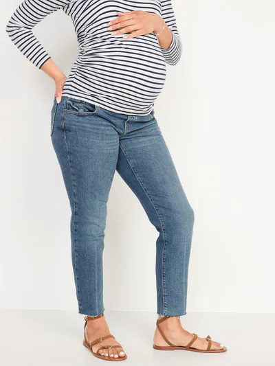 Old Navy Maternity Front Low Panel O.G. Straight Cut-Off Ankle Jeans