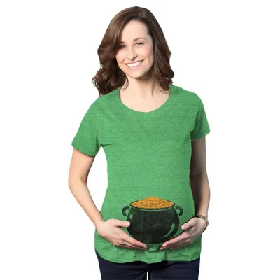 Target Maternity Pot of Gold Baby Bump Funny St. Patrick’s Day Announcement T Shirt - Crazy Dog Maternity T Shirt for Saint Patrick's Day Green L