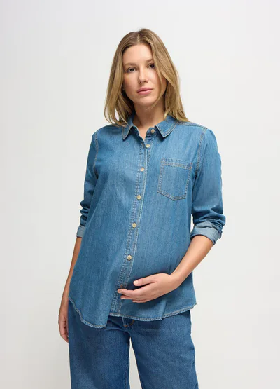 Ingrid & Isabel The Relaxed Button Down Maternity and Nursing Denim Shirt
