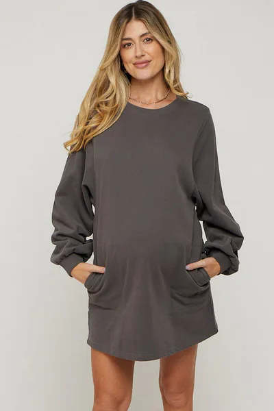 PinkBlush Charcoal Ultra Soft Maternity Sweatshirt Dress