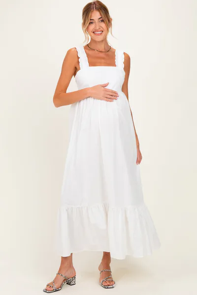 PinkBlush White Cutout Tie Back Maternity Midi Dress