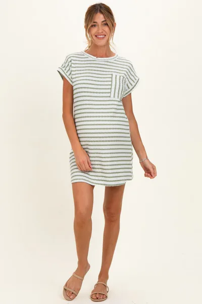 PinkBlush Sage Textured Stripe Knit Maternity T-Shirt Dress