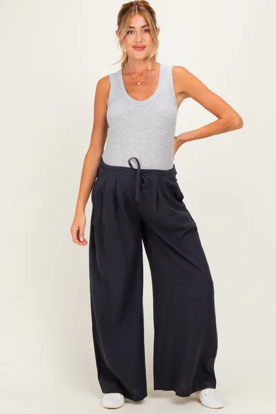 PinkBlush Midnight Drawstring Wide Leg Maternity Pants