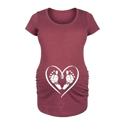 Kohl's Maternity Baby Footprint Heart Graphic Tee