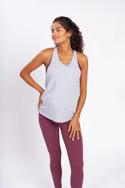 duoFit Maternity Activewear Rhett Ruched Back Tank in Grey