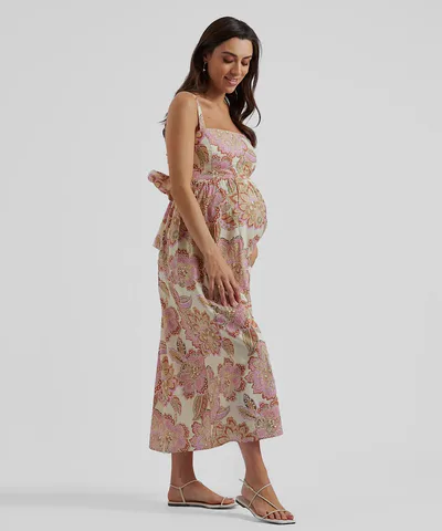 Bump City The Hope Tie Back Linen Dress