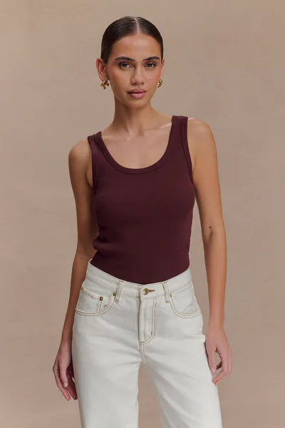 MESHKI Maeva Scoop Tank Top - Chocolate