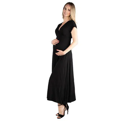 Kohl's Maternity 24Seven Comfort Apparel Cap Sleeve V-Neck Maxi Dress