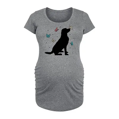 Kohl's Maternity Dog And Butterflies Graphic Tee