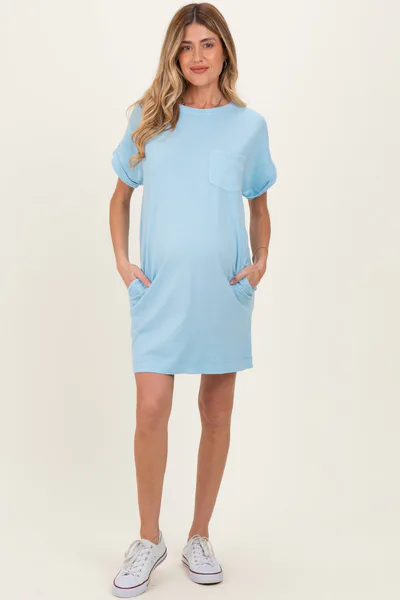 PinkBlush Aqua Blue Maternity T-Shirt Mini Dress